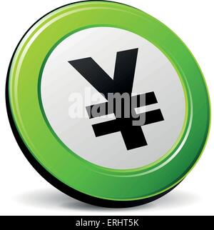 Vector illustration of green yen icon on white background Stock Vector