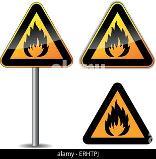 Vector illustration of flammable sign on white background Stock Vector