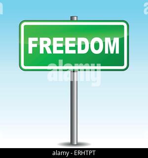 Vector illustration of freedom signpost on sky background Stock Vector