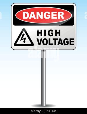 Vector illustration of high voltage sign on sky background Stock Vector