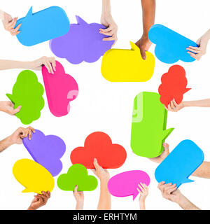 Hands holding speech bubble Stock Photo