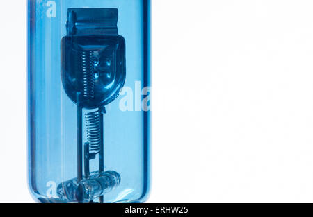 Close up blue halogen car headlight bulb Stock Photo