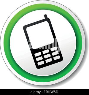 Vector illustration of round mobile phone icon on white background Stock Vector