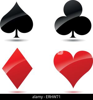 Vector illustration of playing cards icons on white background Stock Vector