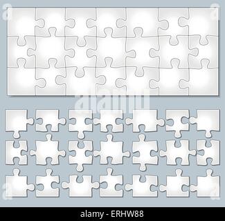 Vector illustration of horizontal jigsaw puzzle with separate elements Stock Vector