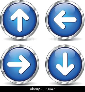 Vector illustration of blue arrows icons on white background Stock Vector