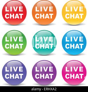 Vector illustration of live chat set icons on white background Stock Vector