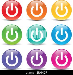 Vector illustration of start icons on white background Stock Vector