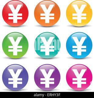 Vector illustration of yen icons on white background Stock Vector