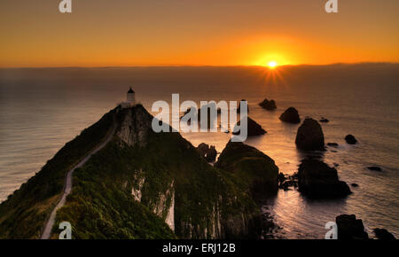 Sunset at Nugget Point, New Zealand South island Stock Photo