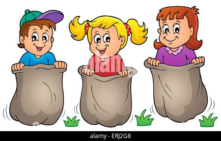 Children playing theme image 1 - picture illustration. Stock Photo