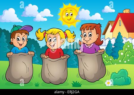 Children playing theme image 2 - picture illustration. Stock Photo