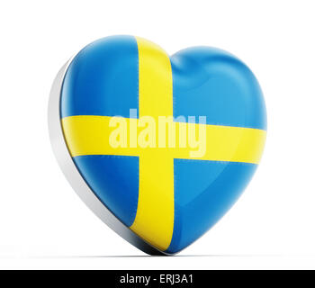 I love Sweden heart shaped Swedish flag. Stock Photo