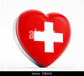 I love Switzerland heart shaped Swiss flag. Stock Photo
