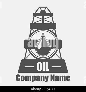 Oil Company Logo. Vector illustration over grey background. Stock Vector