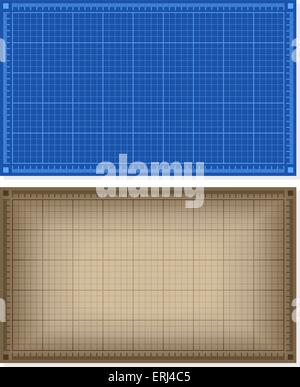 Set of blueprint backgrounds - blue and brown. Vector illustration. Stock Vector