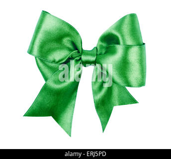 green bow made from silk ribbon Stock Photo
