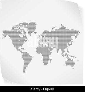 World map over white paper sticker isolated on white. Vector EPS10. Stock Vector