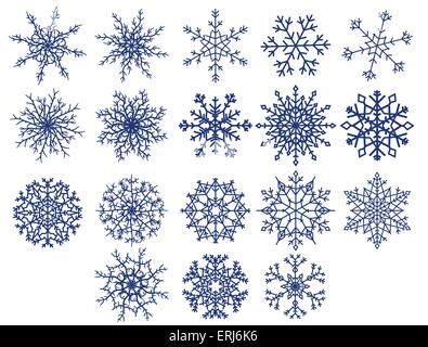 Set of beautiful different snowflakes isolated on white Stock Vector