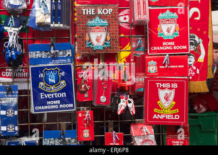 Liverpool and Everton football team souvenirs Stock Photo