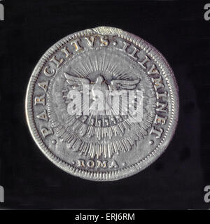 ancient silver coin of republic of genoa italy - testone Stock Photo
