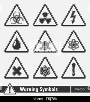 Icon set of warning symbols. Vector eps8. Stock Vector