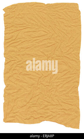 yellow crumpled paper isolated on white Stock Photo