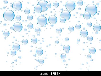 Blue beautiful bubbles isolated on white background Stock Vector