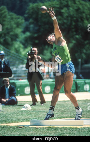 Bruce Jenner competing in the decathlon at he1976 US Olympic Track and Field Trials Stock Photo