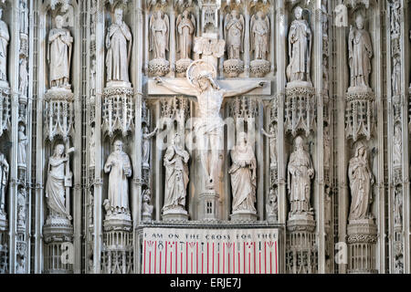 Detail of the High Altar Screen in St Albans Cathedral in Hertfordshire Stock Photo