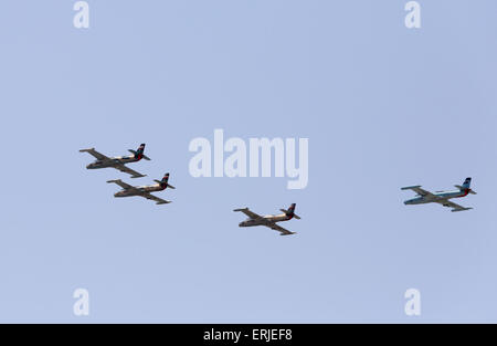 Tripoli, Libya. 3rd June, 2015. Military aircrafts participate the Fifth Forum of Libyan army officers in Tripoli, Libya, June 3, 2015. © Hamza Turkia/Xinhua/Alamy Live News Stock Photo