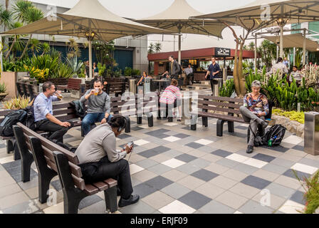 Changi Airport, Singapore. Rooftop Cactus garden. Bar and smoking area