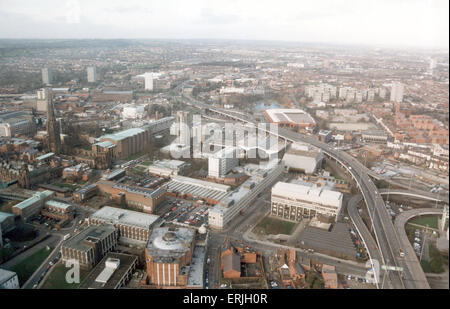 Aerial view of Coventry City centre showing the university, cathedral and ring road. 29th January 1999 Stock Photo