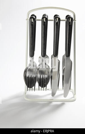 Cutlery on Rack Stock Photo