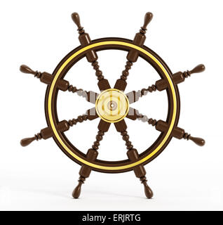 Ship wheel isolated on white background. 3D illustration Stock Photo ...