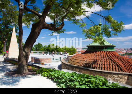 Prague, Czech Republic - June 3,2015: View from Garden of Paradice on Prague city. Paradise Garden laid out in the 16th century Stock Photo