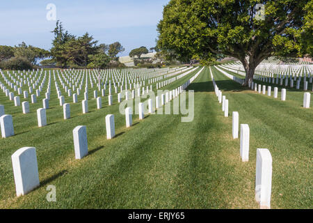 'Fort Rosecrans National Cemetery' on Point Loma Peninsula in San Diego. Stock Photo