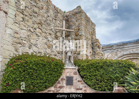'Mission San Juan Capistrano' with ruins, museum, and rehabilitation in progress. Stock Photo