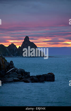 Sunset,USA,Wild,Round Island,Pacific Walrus Stock Photo