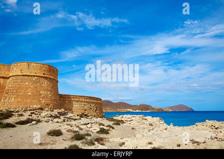 Almeria Cabo de Gata fortress Los Escullos beach of Spain Stock Photo