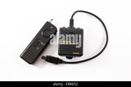 Popular remote camera wireless remote switch on a white background Stock Photo