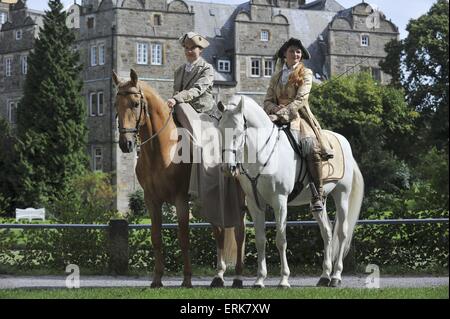 Diana Krischke mit Genete Bonmot du Roi und Lusitano Odeceixe Stock Photo