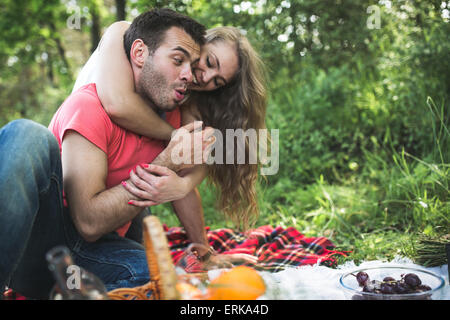 Couple on a picnik Stock Photo