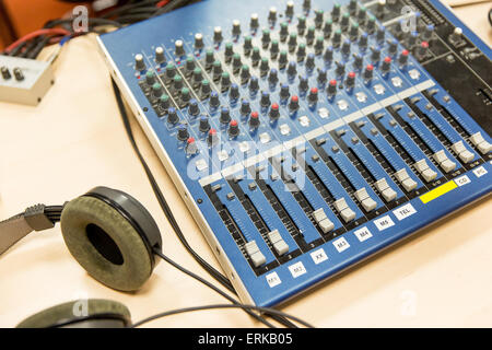 control panel at recording studio or radio station Stock Photo