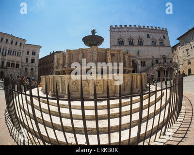 Perugia - Fontana Maggiore shot with a fisheye Stock Photo