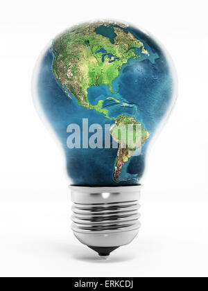 Light Bulb with Earth Globe Isolated Stock Photo - Alamy