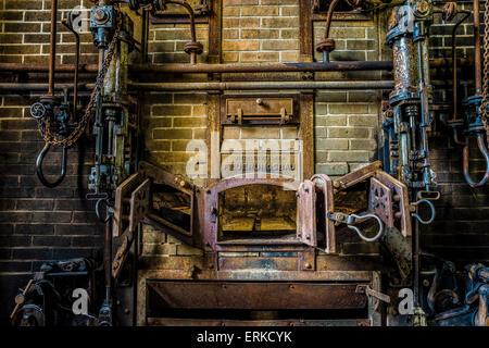 Disused firing furnace in the old briquetting plant Louise, Domsdorf, Brandenburg, Germany Stock Photo