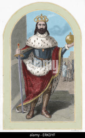 Ferdinand III of Castile (ca.1198-1252). King of Castile and Leon. Colored engraving. 19th century. Stock Photo
