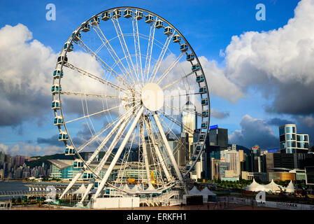 Hong Kong observation wheel, Victoria harbor, Hong Kong, China. Stock Photo