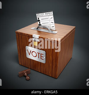 Ballot box, stamp and ballot paper on white background Stock Photo - Alamy